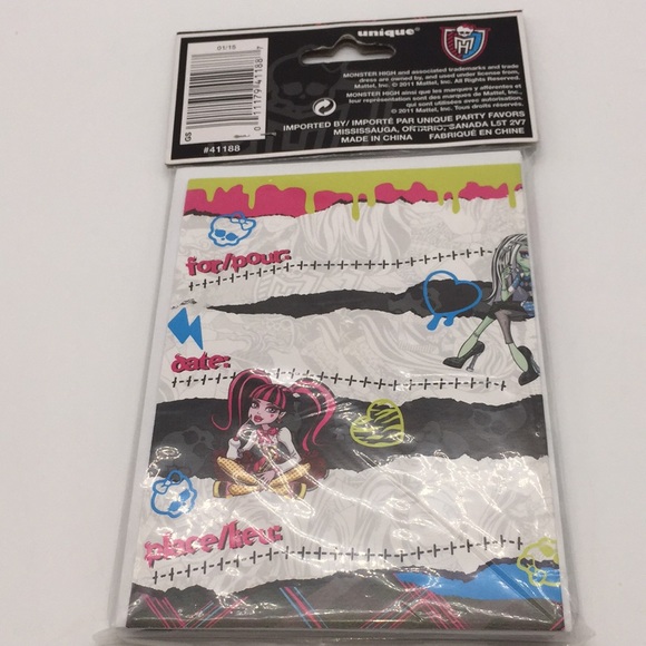 Monster High Birthday Party Invitations Package of 8 - Picture 4 of 6